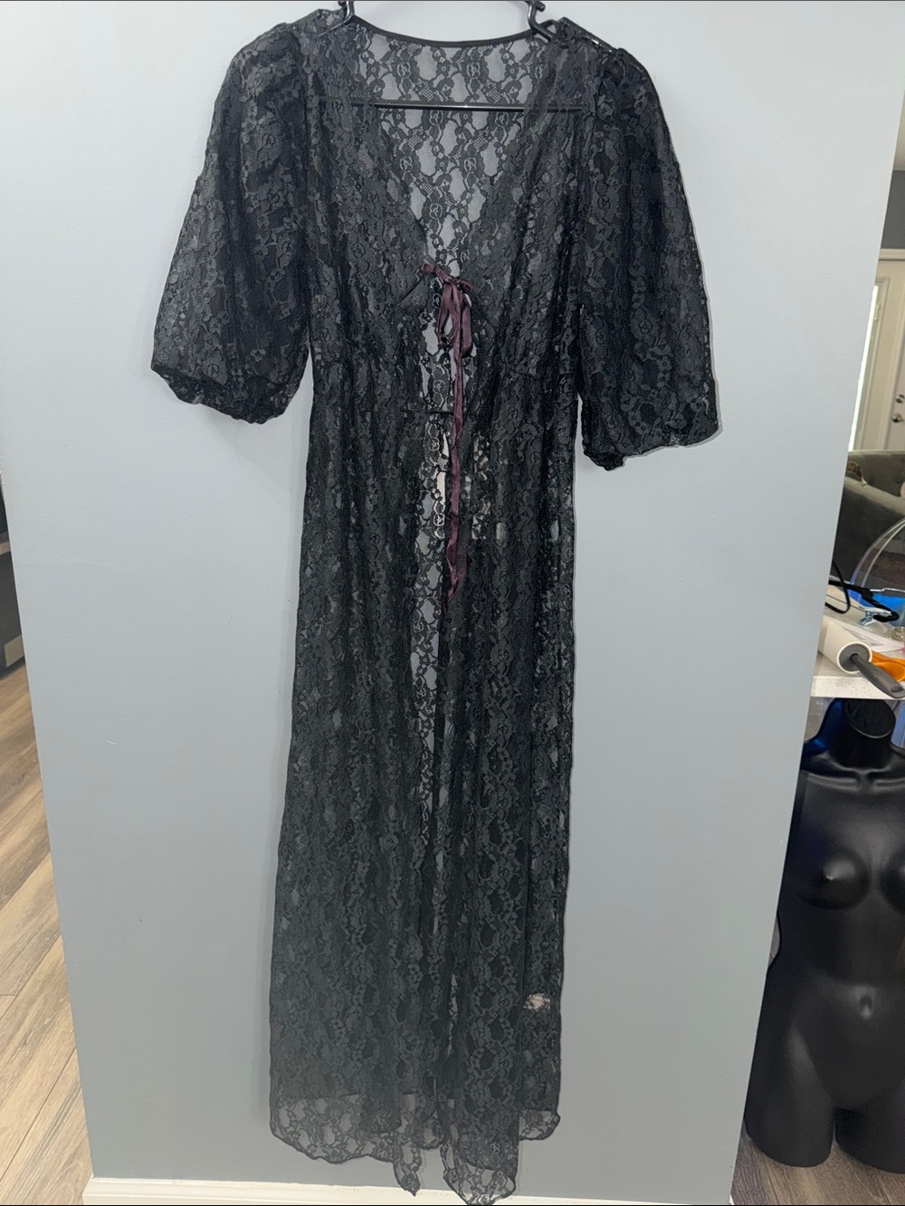 Ilise Stevens  Vintage Black Lace Peignoir. Goth, whimsigoth, Stevie Nicks.